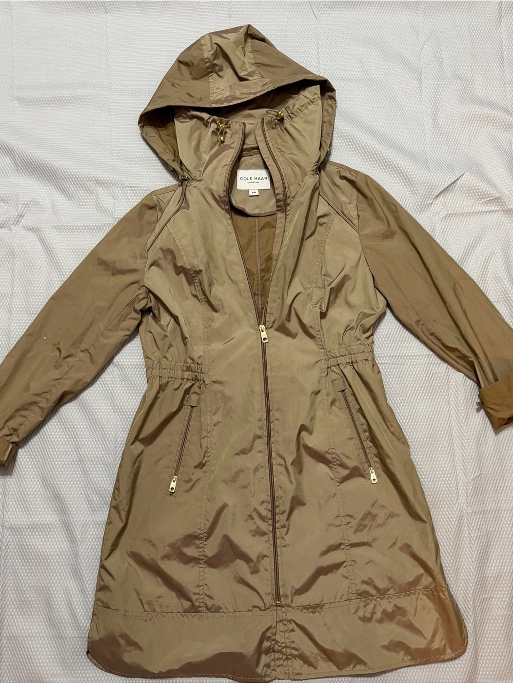 Cole Haan Signature Hooded Long Raincoat Trench Coat M